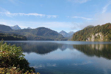  Bavarian alps in Germany / Hohenschwangau lake with bavarian alps in Germany