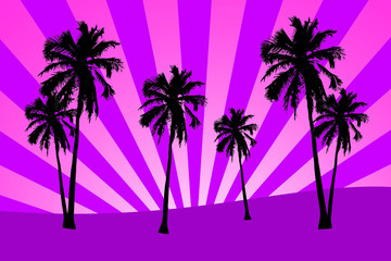 Plakat Sunset with palms