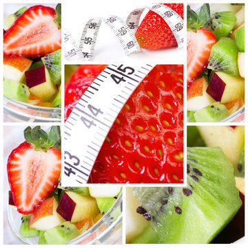 Diet collage with fruits