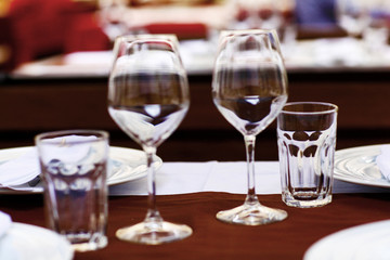 Restaurant table setting glasses background