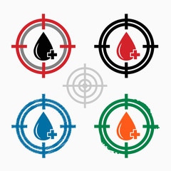 Fototapeta na wymiar Blood icon on target icons background