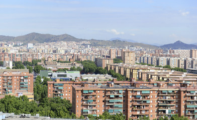 Fototapeta na wymiar Suburban homes in Barcelona, Spain