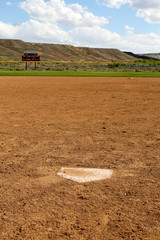 View behind home base at an empty softball field in New Mexico © karagrubis