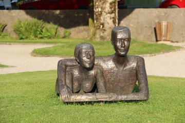 Sculpture in the Austrian town of Strobl / The alpine village Strobl in rural Austria