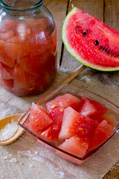 Pickled Watermelon In A Bowl