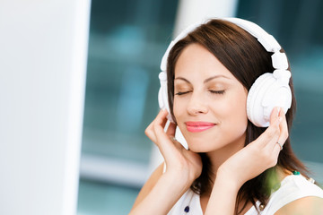 Woman in headphones
