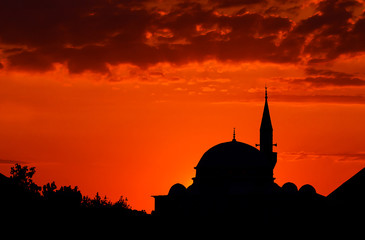 Obraz premium Ramadan and Mosque silhouette