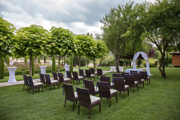 settings for a wedding in the garden