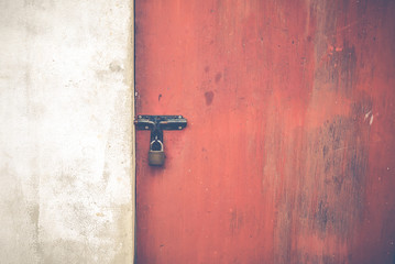 Old red door and white wall