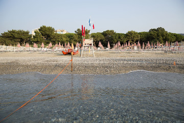 View of the beach from the sea