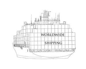Ship overloaded with container Worldwide Shipping.