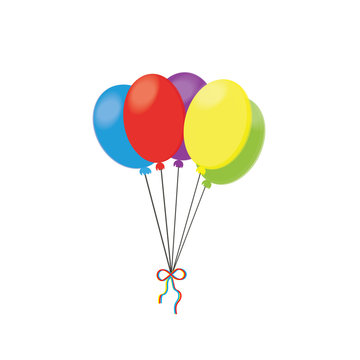 cartoon colorful balloons isolated on white, vector illustration