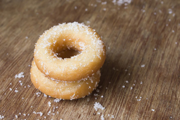 Mini fresh donut on white plate