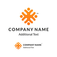 Bright Colorful Twisted Logo with United People Working Together - 86349124