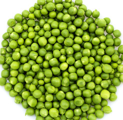 Fresh green peas macro round