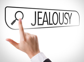 Jealousy written in search bar on virtual screen