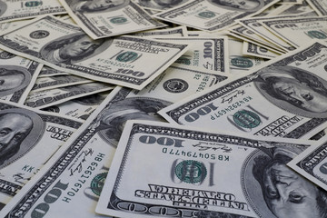 Mount of hundred dollar banknotes background texture