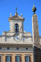Obelisk of Montecitorio and Italian parliament on Piazza di Mont