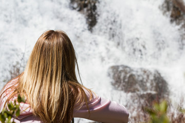 Woman viewing waterfalls