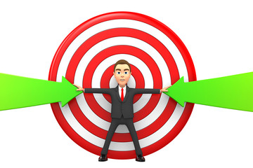  businessman makes the arrows hit the target