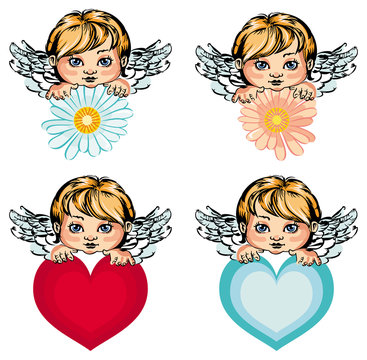 Cute angels isolated on a white background