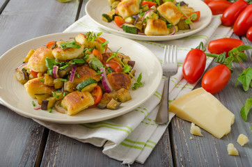 Homemade gnocchi with Mediterranean vegetables