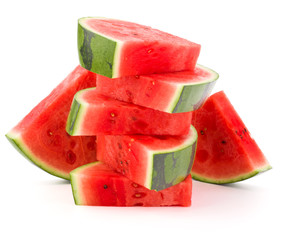 Sliced ripe watermelon isolated on white background cutout