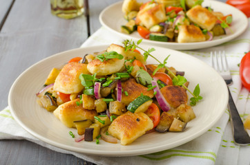 Homemade gnocchi with Mediterranean vegetables