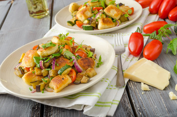 Homemade gnocchi with Mediterranean vegetables