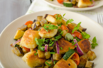 Homemade gnocchi with Mediterranean vegetables
