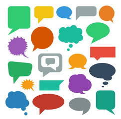 Set of empty colors speech bubbles. Flat. Vector