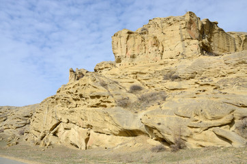 Fototapeta premium Rock formations along Uplistsikhe cave town road,Georgia
