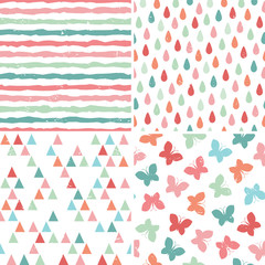 seamless hipster patterns in bright pastel colors