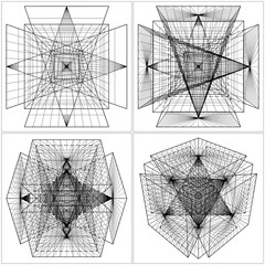 Geometric Intersection Of Six Pyramids Vector