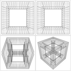 Geometric Sliced Cube Box Vector