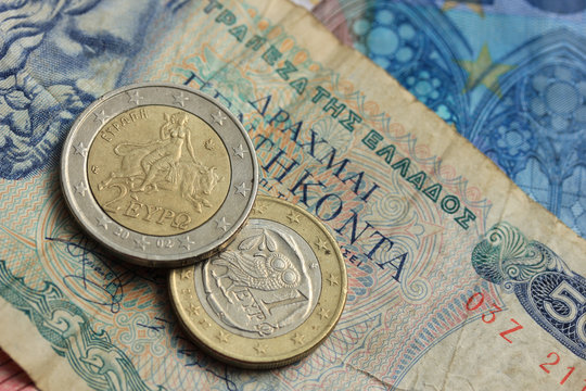 Greek and euro money