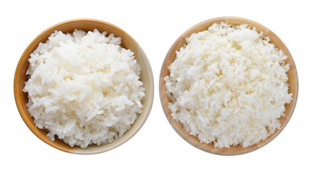 bowl full of rice on white background
