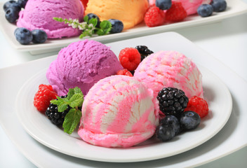 Ice cream with fresh berries