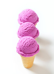 Blueberry ice cream cones - studio shot