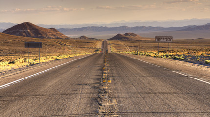 Endless roads in Arizona desert, USA - Route 66