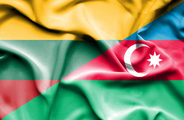 Waving flag of Azerbajan and Lithuania