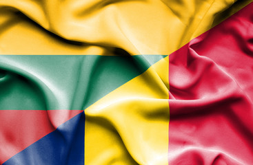 Waving flag of Chad and Lithuania