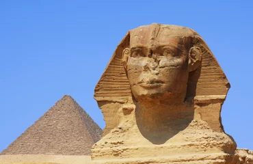 Schilderijen op glas The Sphinx and Pyramids in Egypt © Dan Breckwoldt