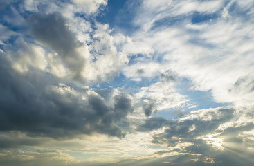 light through beautiful cumulus cloud with sky background