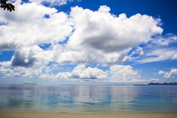 Cloudy sky and blue sea