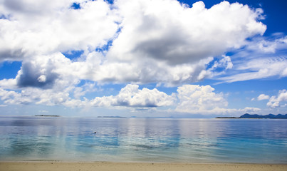 Cloudy sky and blue sea