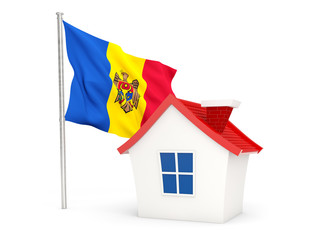 House with flag of moldova
