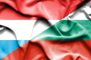 Waving flag of Bulgaria and Luxembourg