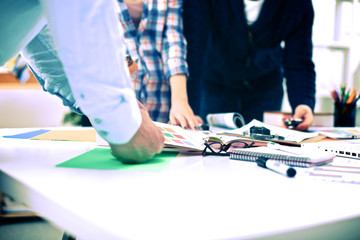 Young business people working at office on new project