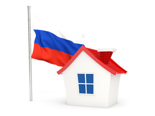 House with flag of russia